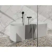 FortiFura Calvi Thermostatische badkraan met ronde handdouche, handdouchehouder en gladde doucheslang - mat zwart SW496816/SW720565/SW720224/SW706210
