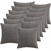 vidaXL Kussensloop 12 st ALMELO Donkergrijs 50 x 50 cm corduroy