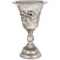 Artpol Zilverkleurige Metalen Vaas 31,5x20,5x20,5 cm - Stijlvolle Woondecoratie