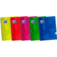 Oxford Hamelin A5 Notitieboekjes Pak Van 5 Plastic Omslag Met Spiraal 80 Vellen Met 4x4 Ruitjes Geassorteerd