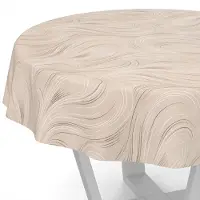 Merkloos Ronde, afwasbare tafelkleed, abstract beige patroon, diameter 120 cm, geschikt voor tuin en keuken