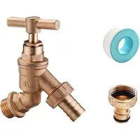 OEM Tuinslangaansluiting van messing met een 1/2 inch BSP-aansluiting en een adapter met 3/4 inch schroefdraad - voor irrigatie en tuinslangen