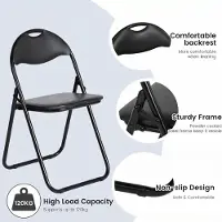 Merkloos Klapstoel set, 4-delig, met zachte PVC-zitting, zwart metalen frame, draagvermogen 120 kg, geschikt voor de tuin