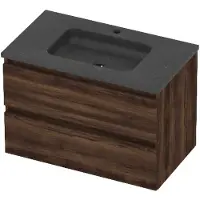 Basic Line Rocky 46 Badmeubel 80x46x54cm - Greeploos - Wastafel Midden Blue Stone - 1 Kraangat - Barista Oak - Badkamermeubels, Badmeubel Sets