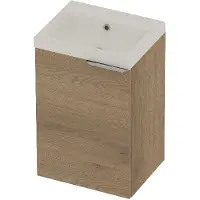 Basic Line Pretty 36 Badmeubel - 1 Deur - 45x36cm - Wastafel Glans Wit - Zonder Kraangat - Pure Oak - Badkamermeubels, Badmeubel Sets - 8718835821883