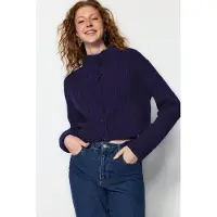 Trendyol TRENDYOLMİLLA Dames Donkerblauw Effen Lang Loszittend Vesten