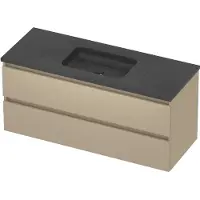 Basic Line Rocky 46 Badmeubel 120x46x54cm - Greeploos - Wastafel Midden Blue Stone - Zonder Kraangat - Matt Beige - Badkamermeubels, Badmeubel Sets