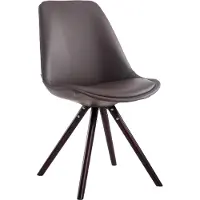 CLP Essstoel Laval, rond model met zitkussen en ronde houten poten, bruin. Frame in cappuccino kleur