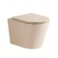 Qeramiq Dely hangtoilet – spoelrandloos – diepte 51,7 cm – met slim softclose zitting – mat beige SW1000764/SW1000770