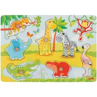 Goki Puzzel met houten stukjes, afbeelding: Afrikaanse dierenjongen