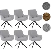 Mendler Set van 6 eetkamerstoelen HWC-Q37, draaibare keukenstoel met automatische terugdraaimechanisme, stof (680g/m²) chenille, metaal, lichtgrijs