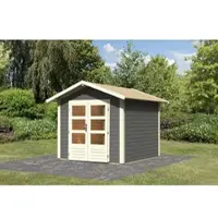 Karibu Woodfeeling tuinhuis, model Talkau, kleur: terragrondgrijs; artikelnummer: 83337