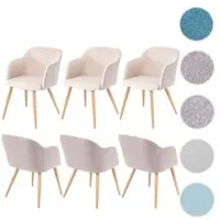 Mendler Set van 6 eetkamerstoelen HWC-D71, stoelen voor de keuken, retro design, met armleuningen, stof/textiel, crème-beige