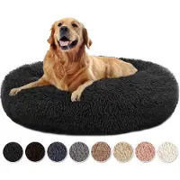 Sonstiges Hondenbed, rond, met pluche bekleding, afneembaar, machinewasbaar, zwart, 90x90x20 cm