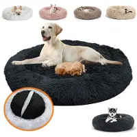 Sonstiges Rond orthopedisch hondenbed, donutvorm, pluche, wasbaar, zwart, 80x80x20 cm