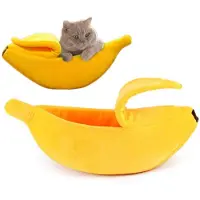 Merkloos Elzusha- Hond Bed Banaanvorm - Zacht Huisdier Bed - Geschikt voor Katten/Kleine Honden - Warm en Comfortabel - Geschikt voor Alle Seizoenen - Antislip Onderzijde - Huisdierenbed
