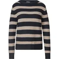 Street One Dames Trui met boothals en strepen - Blauw - 34