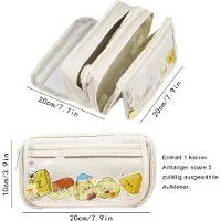 Merkloos Etui met 5 vakken, grote capaciteit, beige kleur, geschikt voor school en kantoor
