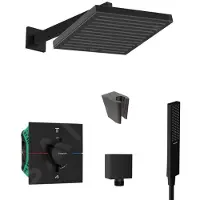 SANITINO - Doucheset met thermostaat en inbouwdeel hansgrohe, accessoires kielle, mat zwart SANI21HHK403