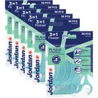 Jordan 6 x Flosser 3-in-1 50 stuks per verpakking - 3-in-1 Flosser - Tandenstoker - Flosdraad - Tongschraper - Mondhygiëne