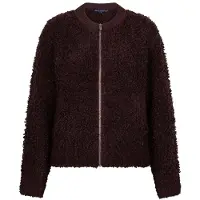 Red Button Vest Bomber Knit Boucle Srb5073 Burgundy Dames Maat - L