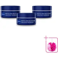 Nivea 3 x - Nachtcrème - Essentials +24U Voedend - Voor gevoelige & droge huid - Met Sheaboter & Amandelolie - 50 ml - Bulkverpakking - Nachtcrème - Douchemop - Voedende crème