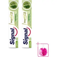 Signal 2 x - Integral & Actions - Tandpasta - Natuurlijke Kruiden - Gerecyclede Verpakking - 75 ml - Bulkverpakking - Tandpasta - Douchemop - Natuurlijke kruiden