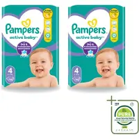 Pampers 2 x – Luiers – Active Baby Maat 4 – 46 Luiers - Grootverpakking - Vaatwasstrips - Baby Luier - Baby Droog - Baby Luchtdoorlatend - Baby Comfort - Baby Nacht