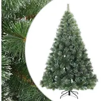 vidaXL Kunstkerstboom met Scharnier en Sneeuw Vilt Wit en Groen 240 cm