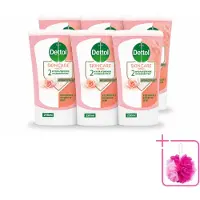 Dettol 6 x - Wasgel Navulling - Skincare - Rozenwater & Sheaboter - 250 ml - Bulkverpakking - Handen reinigen - Douchemop - Antibacteriële wasgel