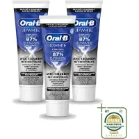 Oral-B 3 x - 3D White Houtskool - Tandpasta - Whitening & Diepreinigend - 75 ml - Wasstrips - Tandpasta Whitening - Houtskool Tandpasta - Witte Tanden - Glimlach Witter Maken - Vlekken Verwijderen