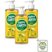 Happy Earth 3 x – Handzeep – 100% Natuurlijk Jasmine Ho Wood – 300 ml - Wasstrips - Natuurlijke Handzeep - Vegan Handzeep - Jasmijn Handzeep - Ho Wood Handzeep - Antibacteriële Handzeep