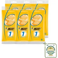 BIC 6 x - Scheermesjes - Sensitive - Enkel Mesje - Wegwerpmesjes - 5 Scheermesjes - Wasstrips - Scheermesje - Wegwerpscheermesje - Gevoelige Huid - Roestvrij Staal - Polymerische Bekleding