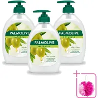 Palmolive 3 x - Milk & Olive - Handzeep Met Pomp - Verzorgend & Mild - 500 ml - Bulkverpakking - Handzeep - Douchemop - Melk en olijf