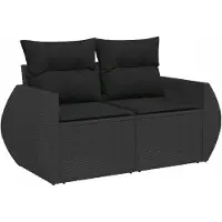 VMP Comfortabele 2-persoons loungeset tuinmeubelen zwart polyrattan
