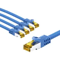 Goobay RJ45 Patch Cord CAT 6A S/FTP (PiMF), 500 MHz, with CAT 7 Raw Cable, 3 m, blue, Set of 5