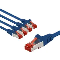 Goobay CAT 6 Patch Cable S/FTP (PiMF), 3 m, blue, Set of 5