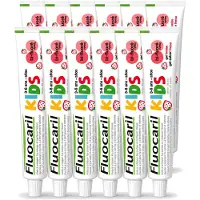 FLUOCARIL 12 x Kids - Bi-Fluoride - Tandpasta - Met Aardbeiensmaak - 3 tot 6 jaar - 50 ml - Voordeelverpakking - 12 stuks