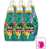 Robijn 6 x Collections - Wasverzachter - Paradise Secret - 1,25L - 50 Wasbeurten - Bulkverpakking - Wasverzachter - Douchemop - Luxe wasverzachter