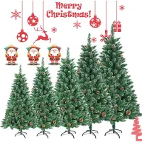 XINZI , 210 cm kunstkerstboom met sneeuweffect en kegeltjes – PVC, metalen voet, segmentmontage, dennenboomvorm, kerstdecoratie