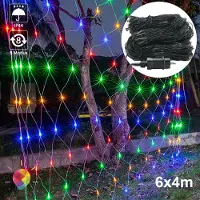 XINZI LED-netverlichting, 6x4 meter - Sfeerverlichting, 8 lichtmodi, multicolor, IP44, kerstverlichting, decoratie voor binnen, tuin, bruiloft, feest, Halloween