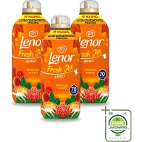Lenor 3 x – Wasverzachter – Tropical Sunset – 70 Wasbeurten – 980 ml - Grootverpakking - Vaatwasstrips - Wasverzachter - Frisse Geur - Zomerse Geur - Tropische Geur - SolarDry