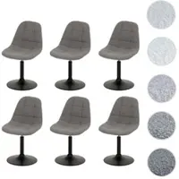 Mendler Set van 6 eetkamerstoelen HWC-A60, keukenstoel, draaistoel, staal, gecertificeerd, stof/textiel bouclé (450g/m²), grijs