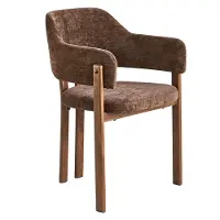 Lizzely Garden & Living Eetkamerstoel Japandi donkerbruin velvet walnoot poten Bjorn japanse eetstoel minimalistisch zetel