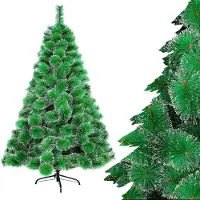 JOIEYOU Kunstkerstboom, 240 cm, met metalen voet. Decoratieve boom, dennenboom, ongeveer 880 takken, groene PVC kunstboom met sneeuweffect. Kerstboomdecoratie voor binnen en buiten