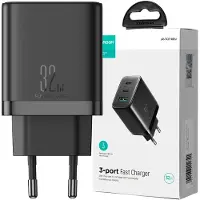 JOYROOM - Adapter USB - Oplader USB - 2 Poorten USB-C - 1 Poort USB-A - Snellader 32W - Zwart