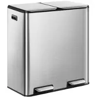 OEM Dubbele wasbak - RVS en kunststof - 60 liter - Met twee compartimenten - Zachte sluiting en pedaalbediening