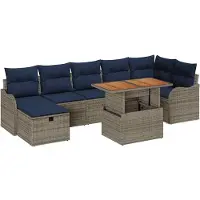 vidaXL Tuinbank Set 8 st Grijs poly rattan