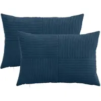 vidaXL Kussensloop 2 st ALMELO Marineblauw 50 x 80 cm corduroy