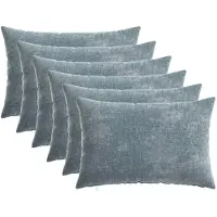vidaXL Kussensloop 6 st HEERLEN Lichtblauw 30 x 50 cm Chenille Stof
